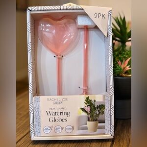 Set of 2 Pink Heart Watering Globes
